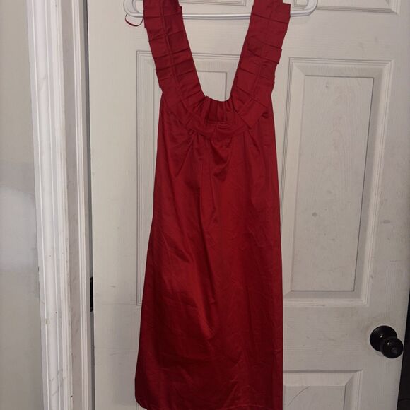 Zara Trafaluc Ruffled Off-Shoulder Dress Women’s Med Red Bodycon festive Mini - Picture 2 of 8